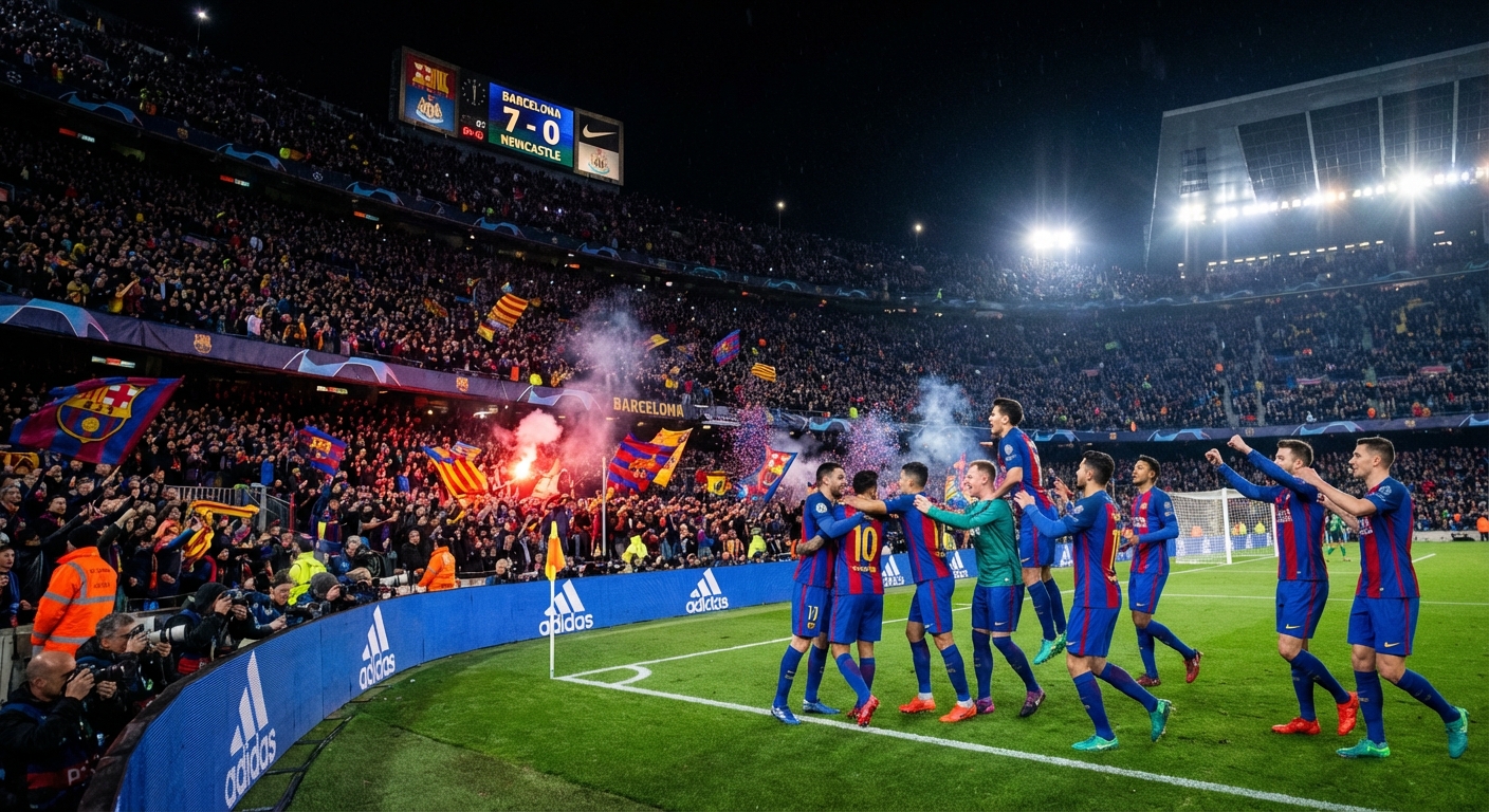 برشلونة يعادل أكبر انتصاراته في دوري الأبطال بسباعية أمام نيوكاسل