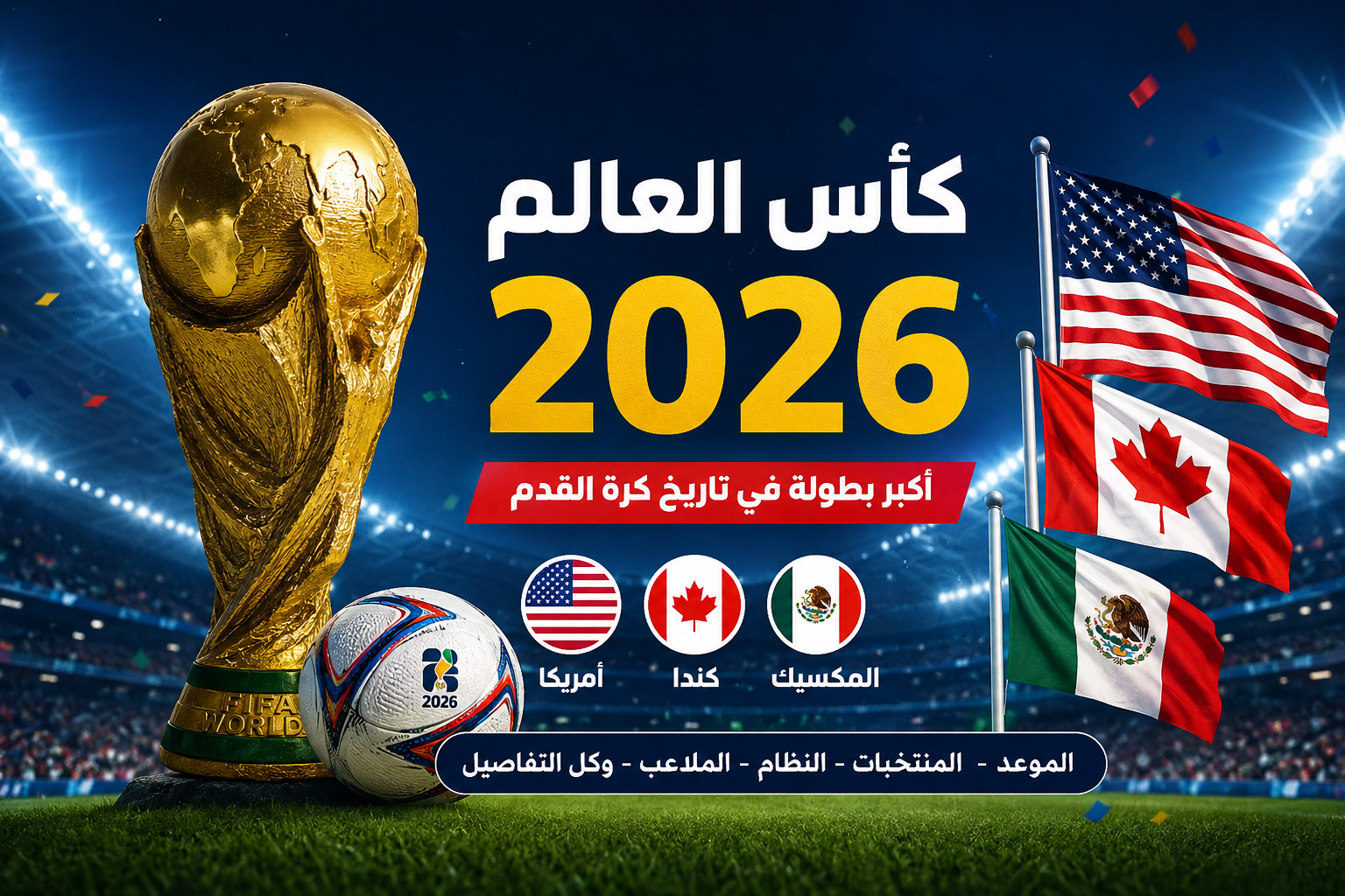 كأس العالم 2026: موعد البطولة والمنتخبات المشاركة ونظام كأس العالم الجديد بالكامل